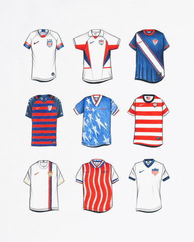 Us World Cup Soccer Jersey Evolution Art Print the World -   Israel